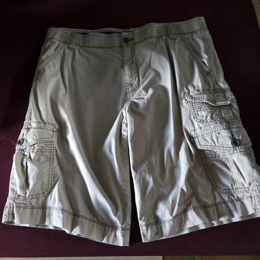 Plugg Cargo Shorts Men's 36 Flat Front Pockets Beige